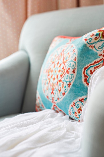 Throw Pillow on Couch - Cheerful Nursery by Royal Interior Design Ltd. - Renovation Services Aurora