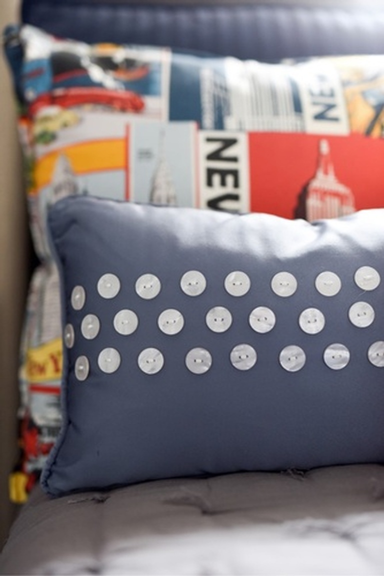 Decorative Throw Pillow with Buttons - Bedroom Decorating Service Stouffville by Royal Interior Design Ltd