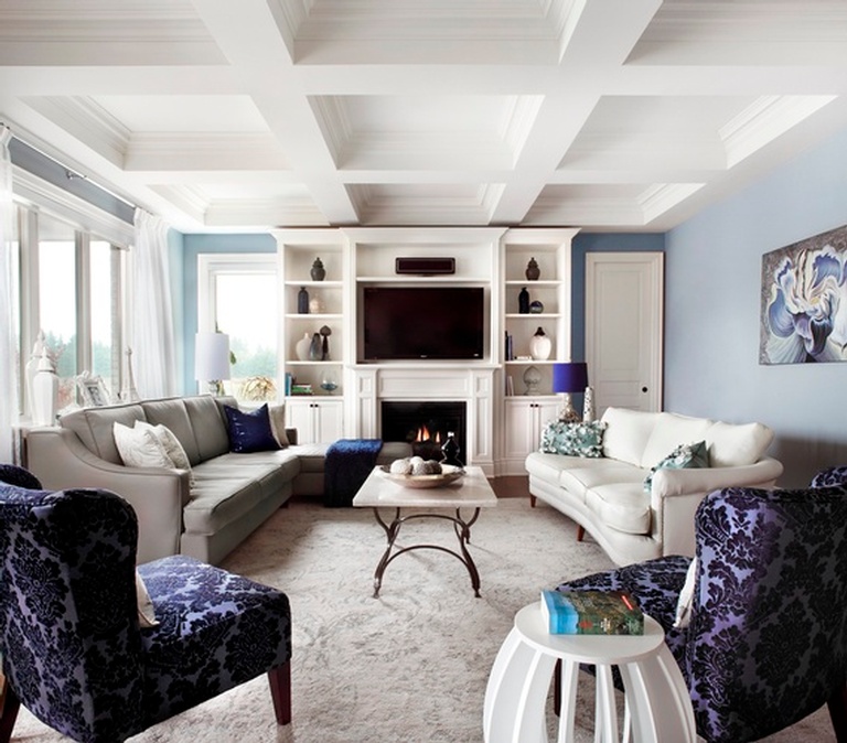 Timeless Blue Living Space Design in Markham by Royal Interior Design Ltd