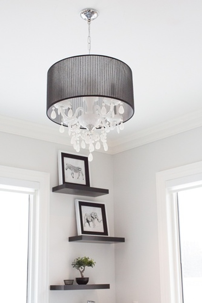 Black and White Modern Ceiling Chandelier - Kids Playroom Renovation Markham by Royal Interior Design Ltd
